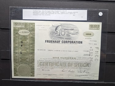 1974 Fruehauf Stock Certificate