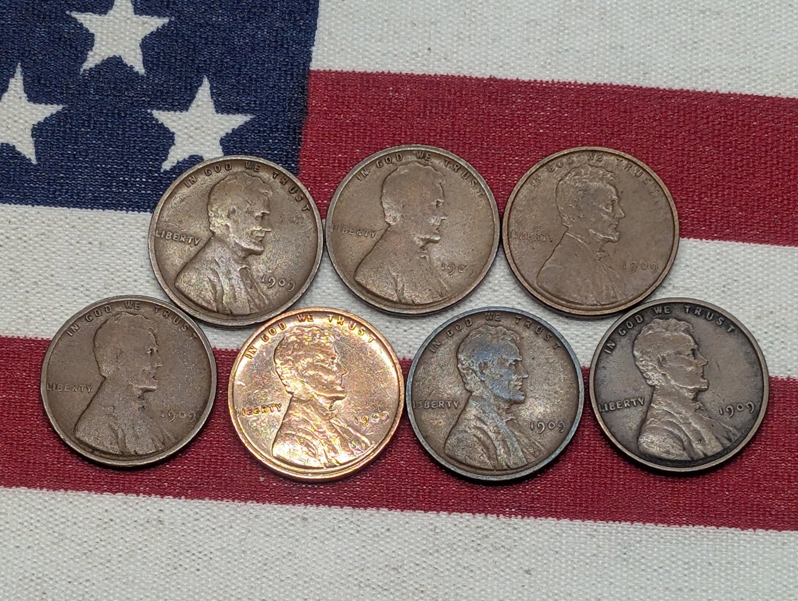 Lot Of 7 1909 Lincoln Cents. Circ.: Lot Of 7 1909 Lincoln Cents. Circ.