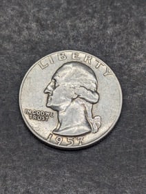 1957, Nice Grade, 90% Silver, Washington Quarter, 68 Years Old