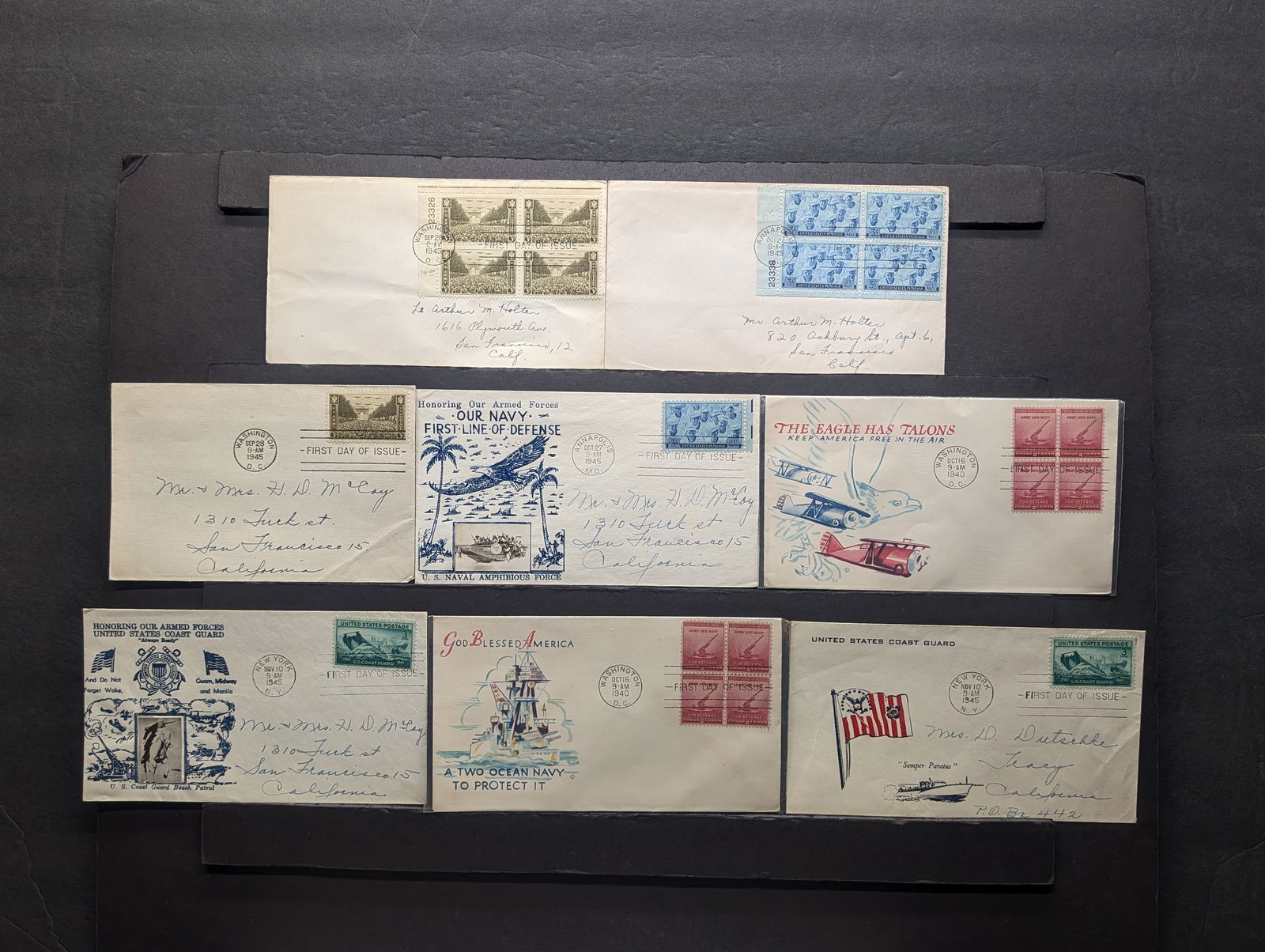 (8) Assorted 1945 U.S. Military First Day Cachets (1 of 9)