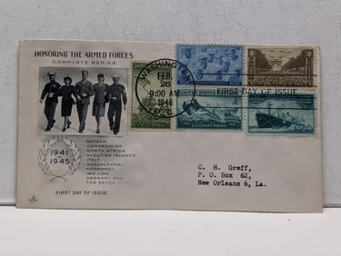 1946 First Day Cachet Of All Five Services