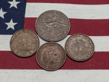 1946, 1954, & 1957 South Africa Half Pennies & 1957 New Zealand Penny