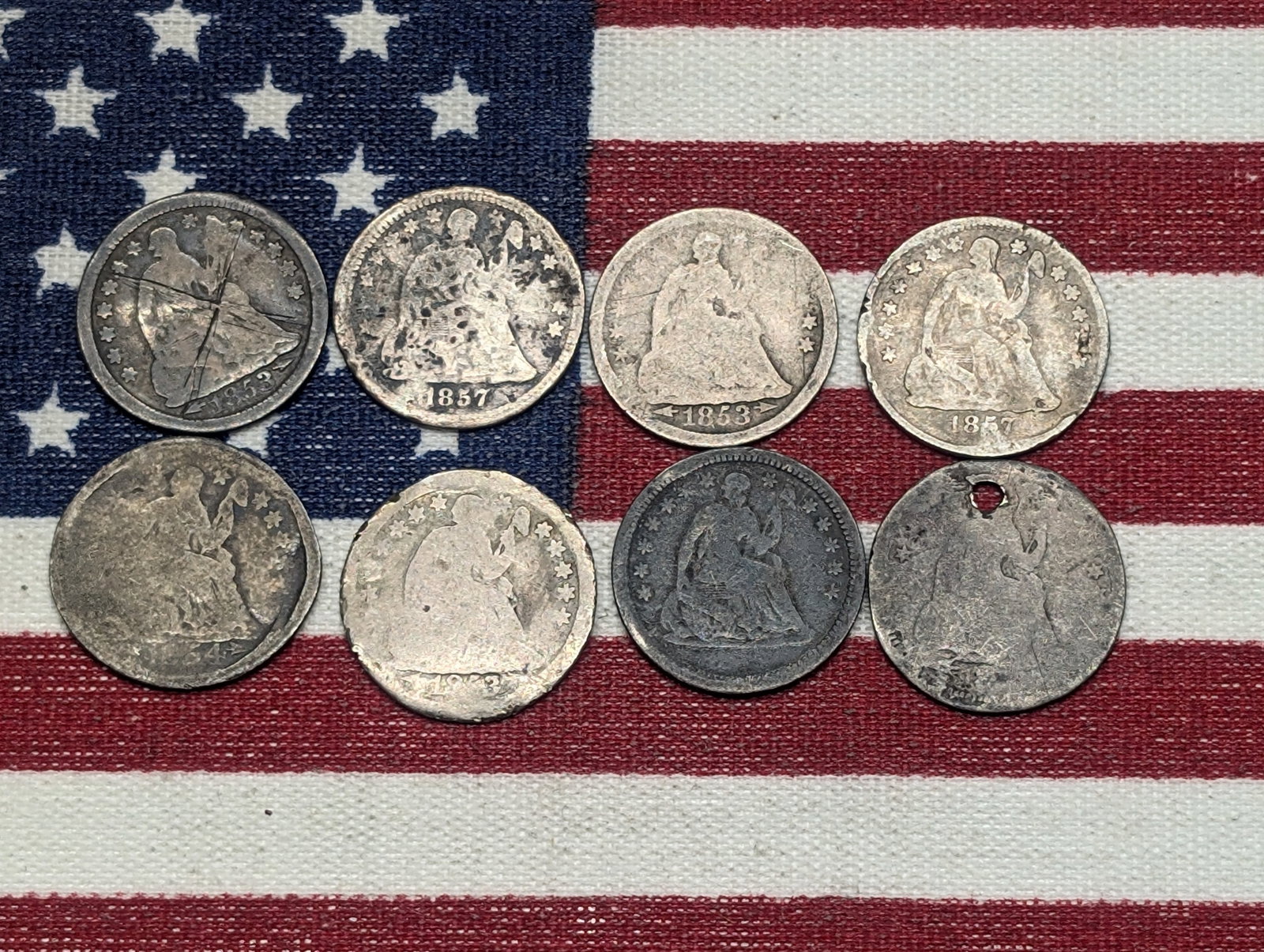 8 Cull Half Dimes.: 8 Cull Half Dimes.