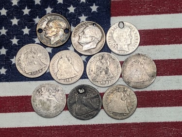 10 Cull Silver Dimes.