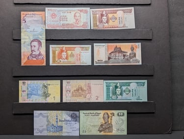 10 Foreign Crisp/Unc, Notes, Great Art