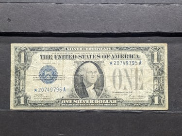 1928-A $1 "Funnyback" Blue Seal STAR NOTE Silver Certificate. Bust Of George Washington.