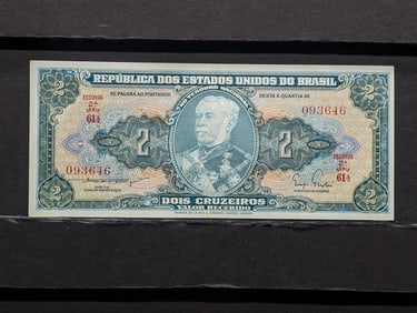 RARE GEM CRISP UNC Brazil 2 Cruzeiros Note
