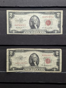 1953 & 1953-A $2 Red Seal United States Notes. 2 Notes.