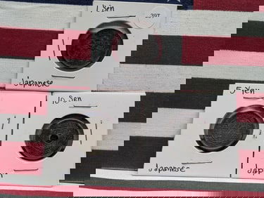 Japanese 1 Sen, 5 Yen, & 10 Sen