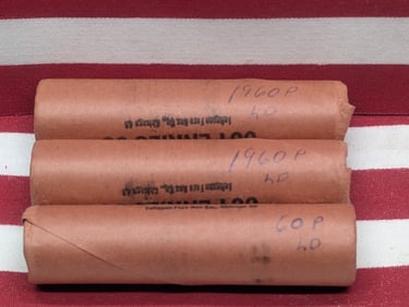 Three 1960-P Large Date, Brilliant Uncirculated Unopened Federal Reserve Bank Lincoln Head Cent