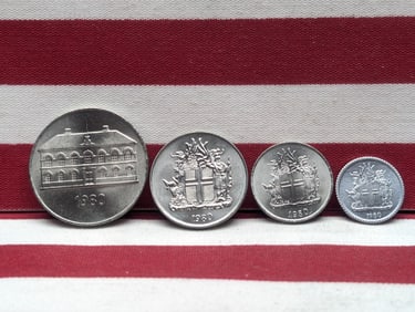 1980 Iceland Coin Set, 4 Coins