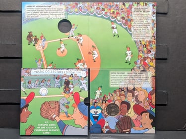 U.S. Olympic Coin Of The Atlanta Centennial Olympic Games. 1995 UNC Clad 50c. Baseball.