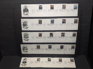 Complete 20 Stamp Set Civil War Series First Day Cachets