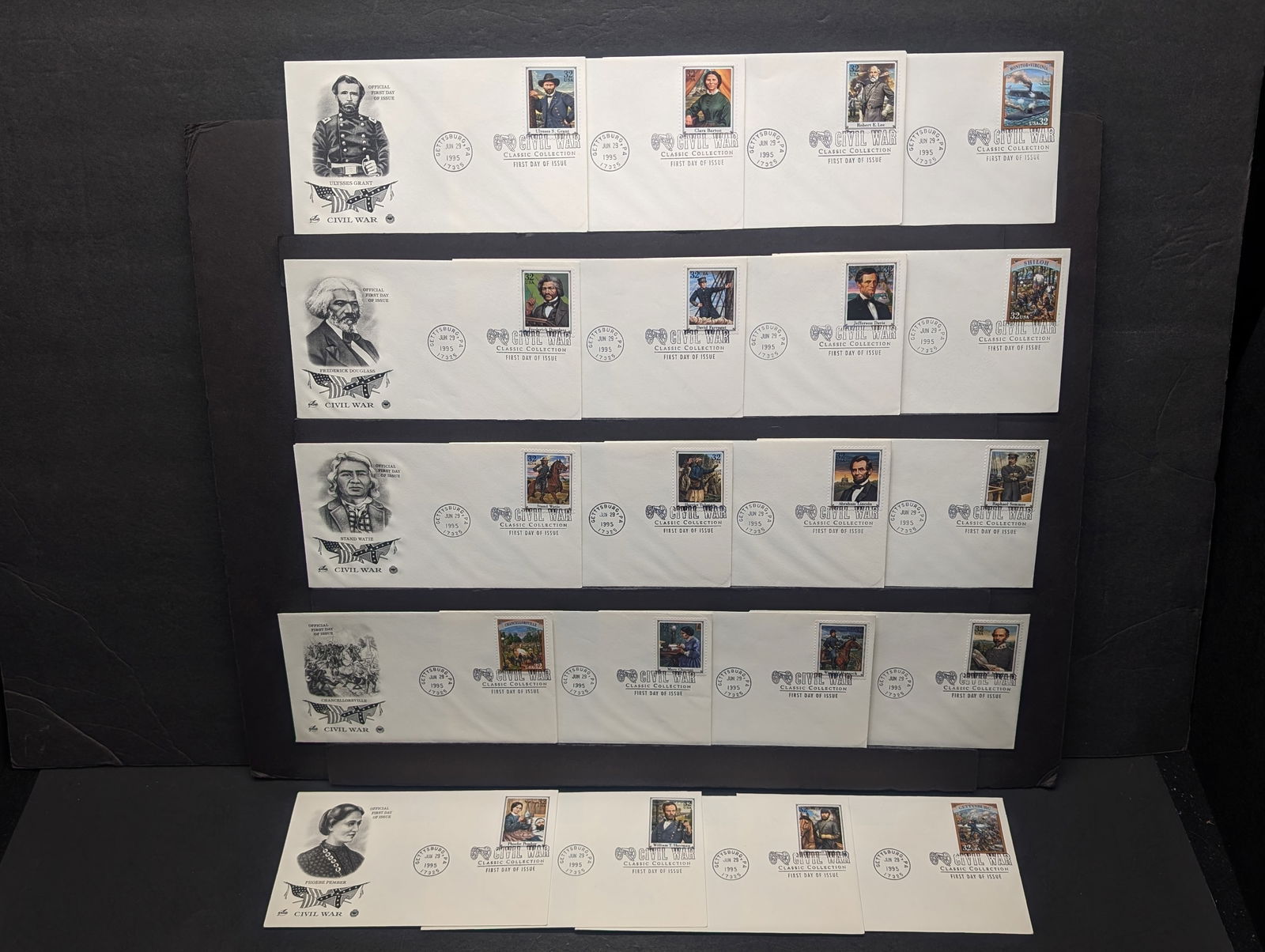 Complete 20 Stamp Set Civil War Series First Day Cachets (1 of 11)