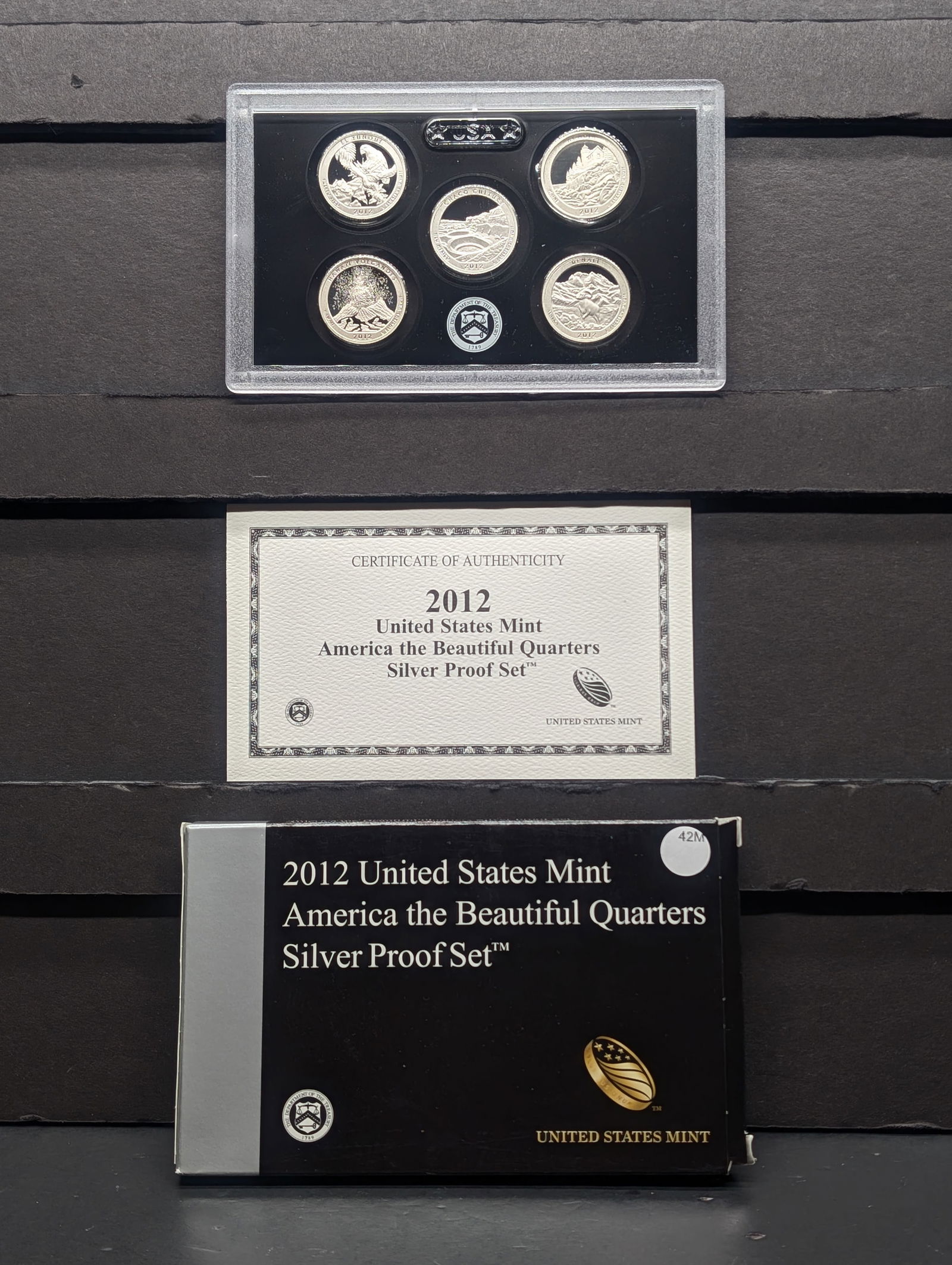 2012-S United States America The Beautiful SILVER Quarters 5-Coin Proof Set With Original Gov't (1 of 4)