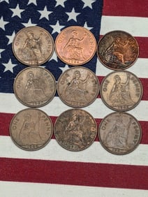 (9) 1960's Mixed Date Great Britain One Pennies
