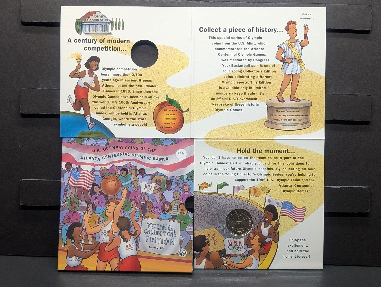 U.S. Olympic Coin Of The Atlanta Centennial Olympic Games. 1995 UNC Clad 50c. Basketball. (1 of 4)