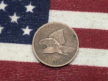 1858 United States Flying Eagle Cent. Vintage Type Coin.