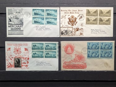 (4) Rare Four Block First Day Cachets. All Mint.
