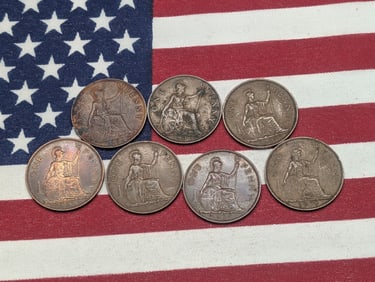 (2) 1936, 1937, (3) 1938, & 1939 Great Britain One Pennies