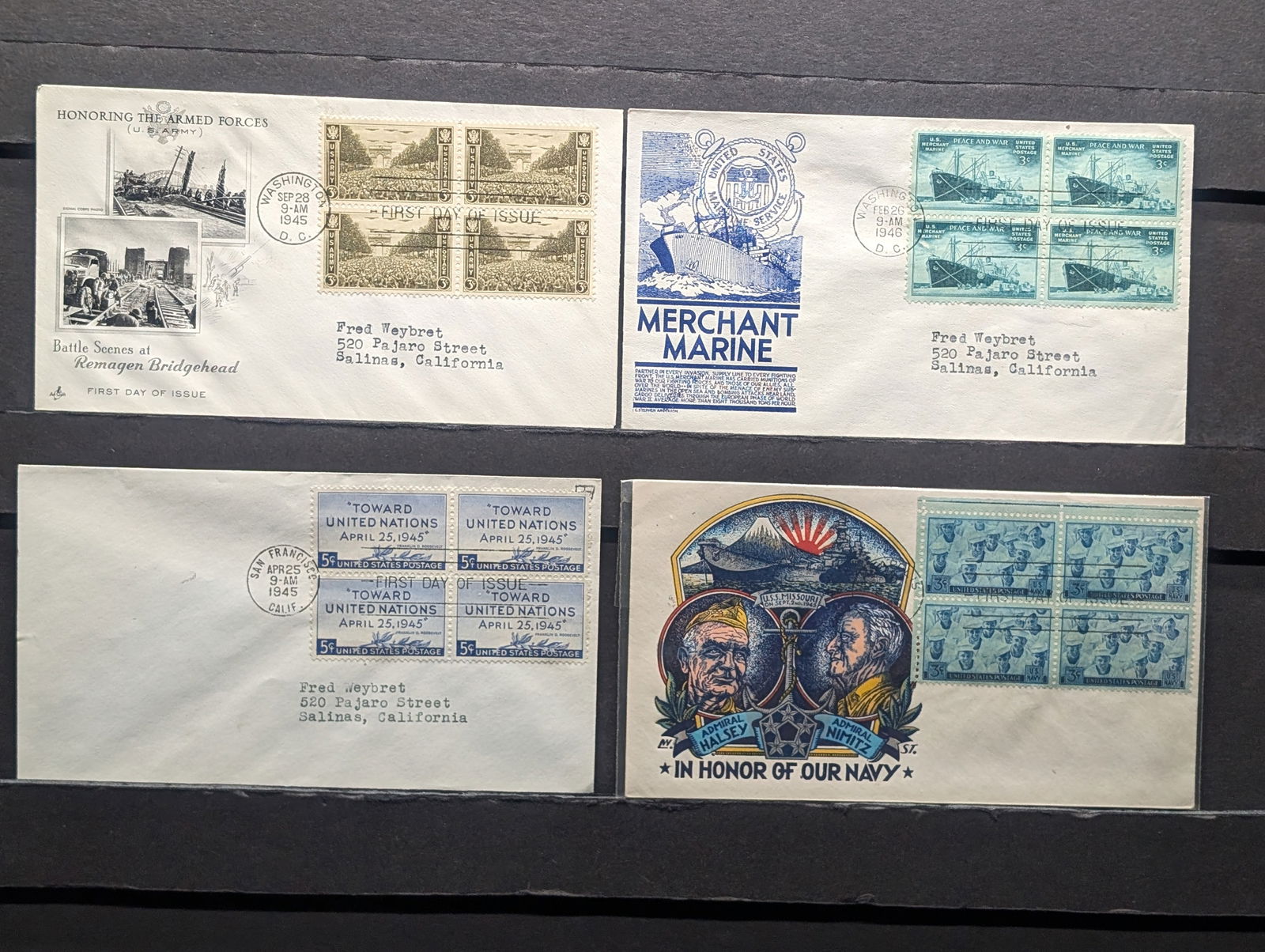 (4) Rare Four Block First Day Cachets & Covers. All Mint. (1 of 5)