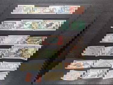 Assortment Of 19 Different Banknotes From 19 Different Countries.