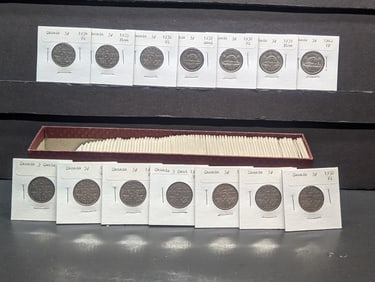 90+ Canada Nickels. 1924-1940. Old Dealer Stock. No Key Dates. Circ.