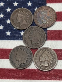 1889, 1890, 1892, 1893, & 1895 Indian Head Cents