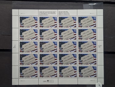 Sheet Of POW & MIA Dog Tag U.S. Stamps. All Mint, Original Gum, Never Hinged