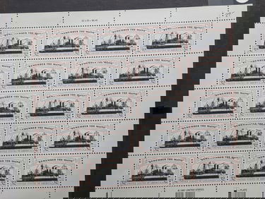 Sheet Of WWII "Remember The Maine" U.S. Stamps. All Mint, Original Gum, Never Hinged.