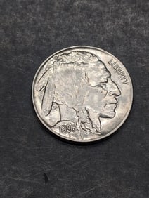 1936, XF-AU, Bold Details, Full Horn and Tail, Buffalo Nickel, 89 Years Old