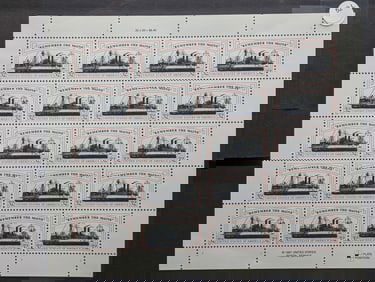 Sheet Of WWII "Remember The Maine" U.S. Stamps. All Mint, Original Gum, Never Hinged.