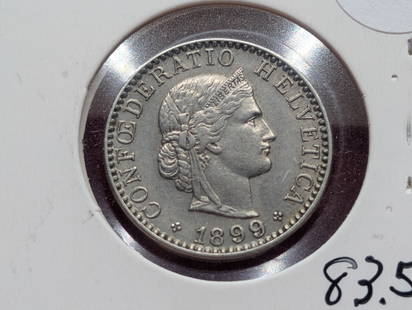 1899 Swiss 20 Rappen, Not Silver 2x2 marked wrong: 1899 Swiss 20 Rappen, Not Silver 2x2 marked wrong