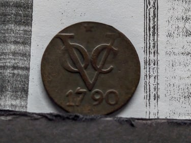 1790, Rare this High of Grade, COA, Dutch Netherlands Colonial Duit VOC, First New York Penny, 14