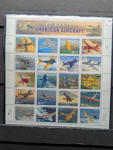 Sleeve Of Classic American Aircraft U.S. Stamps. All Mint, Original Gum, Never Hinged.: Sleeve Of Classic American Aircraft U.S. Stamps. All Mint, Original Gum, Never Hinged.