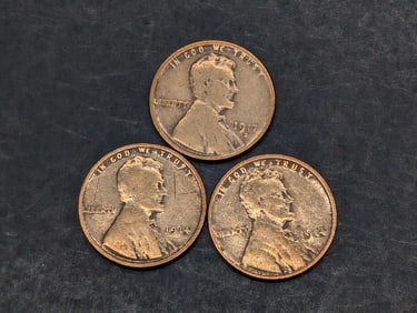 2-1914 & 1917 D, Lincoln Wheat Pennies, $18 Price Guide
