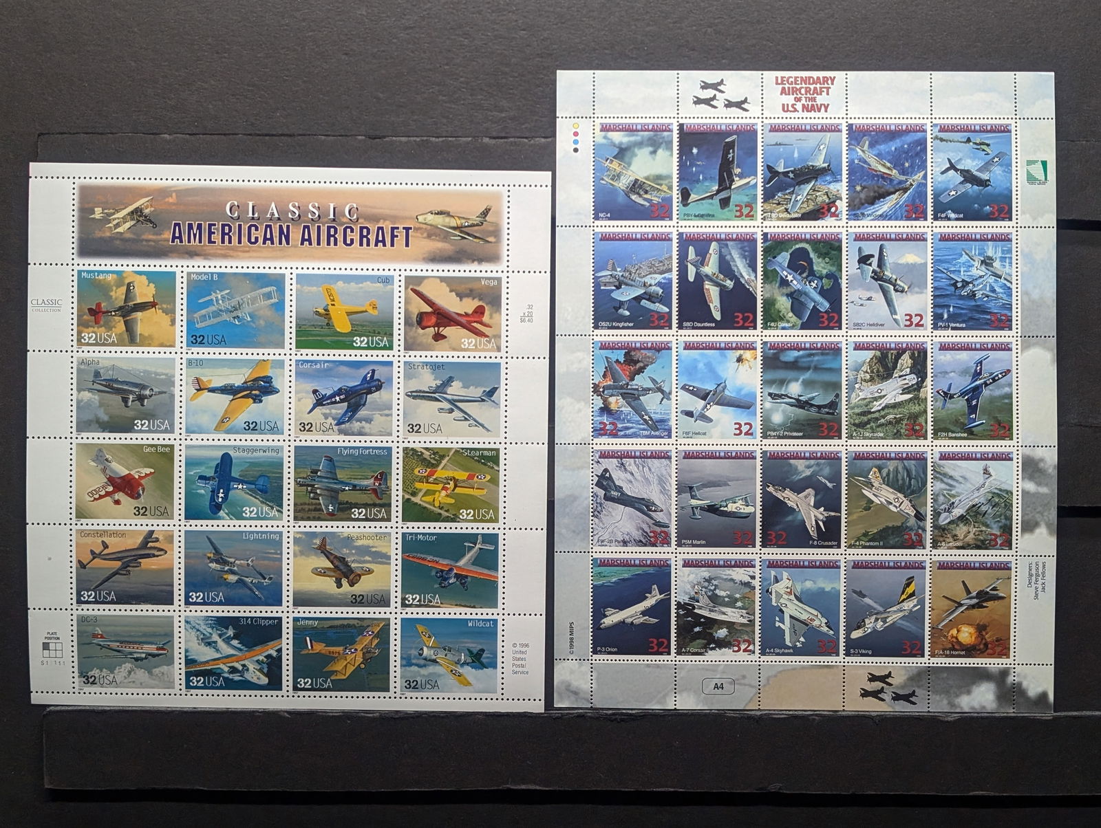 Two Sheets Of U.S. Classic & Legendary Aircraft U.S. Stamps. All Mint, Original Gum, Never Hinged. (1 of 10)