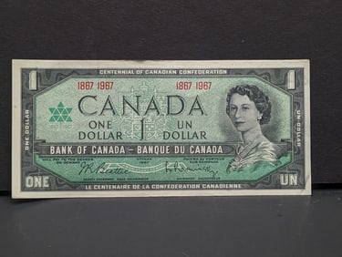1867-1967, 100 Years, Crisp, AU-UNC, Ottawa, Canada $1 Dollar, 58 Years Old