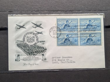 Four Block "Army / Airforce National Guard" First Day Cachet