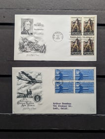 (2) Military Four Block First Day Cachets