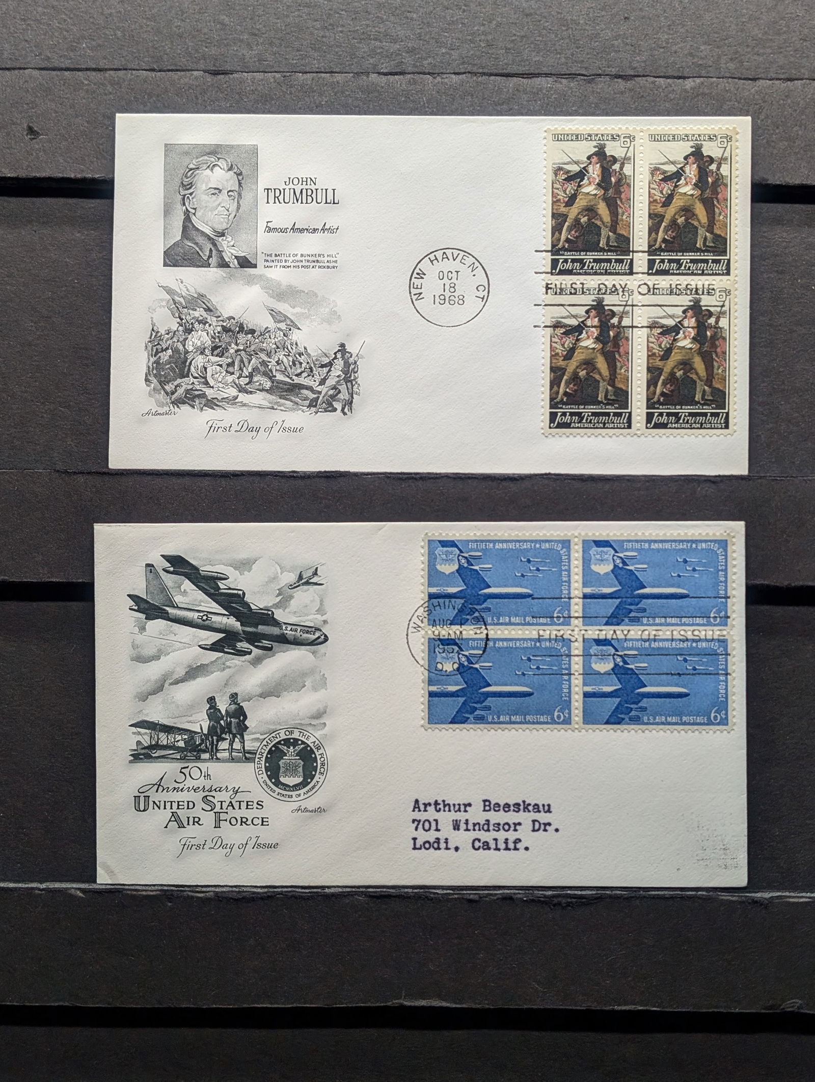 (2) Military Four Block First Day Cachets (1 of 3)