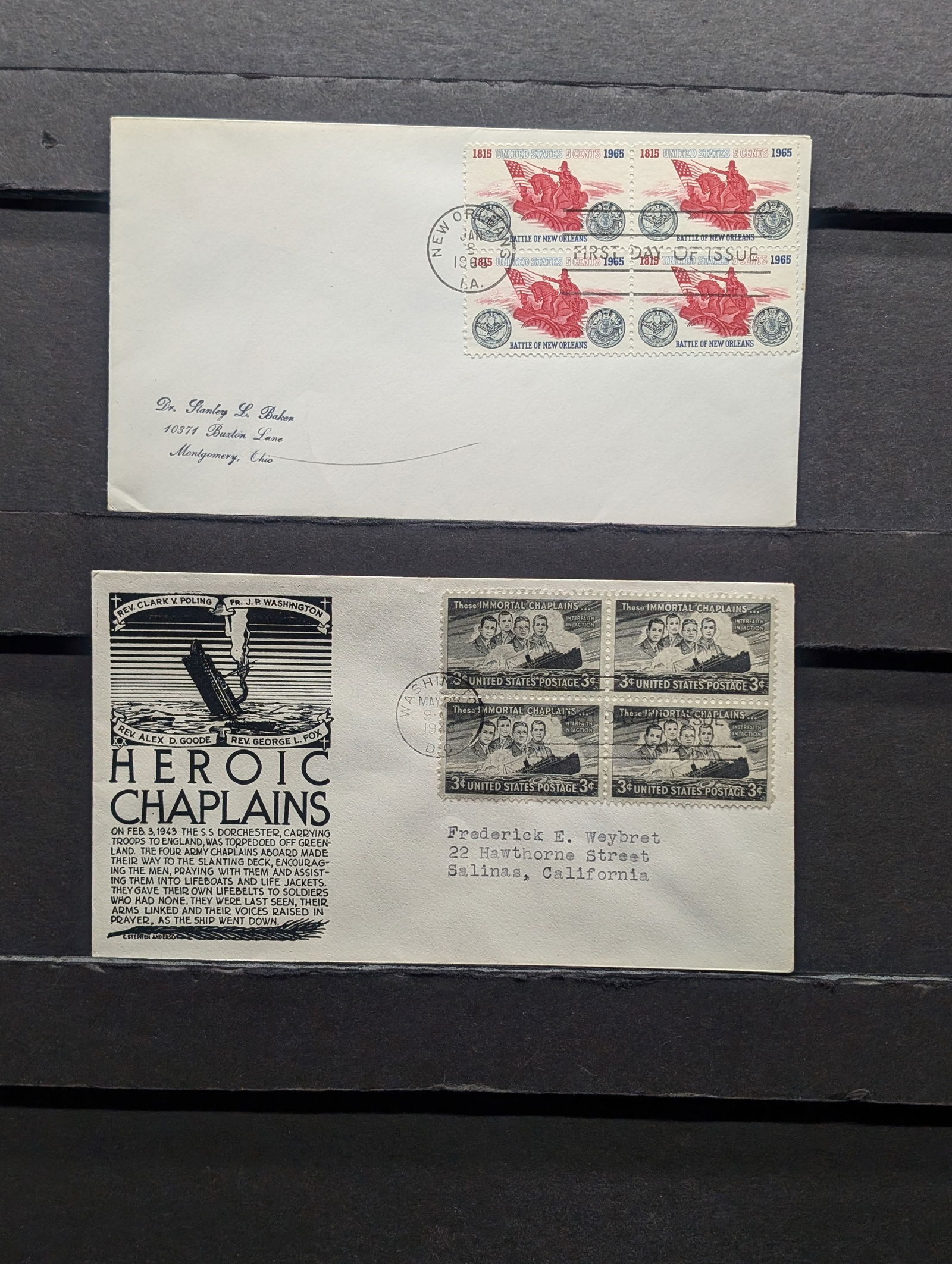 (2) Military Four Block First Day Cachets (1 of 3)