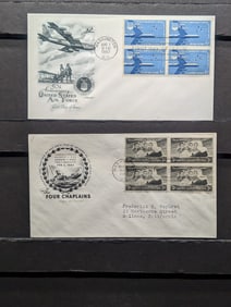 (2) Military Four Block First Day Cachets