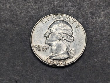 1964 D, Error on Planchet, UNC, 90% Silver, Washington Quarter, 61 Years Old