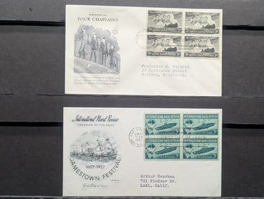 (2) Military Four Block First Day Cachets