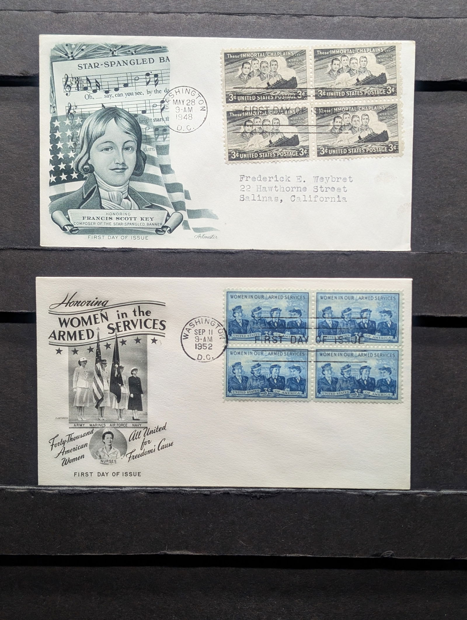 (2) Military Four Block First Day Cachets (1 of 3)