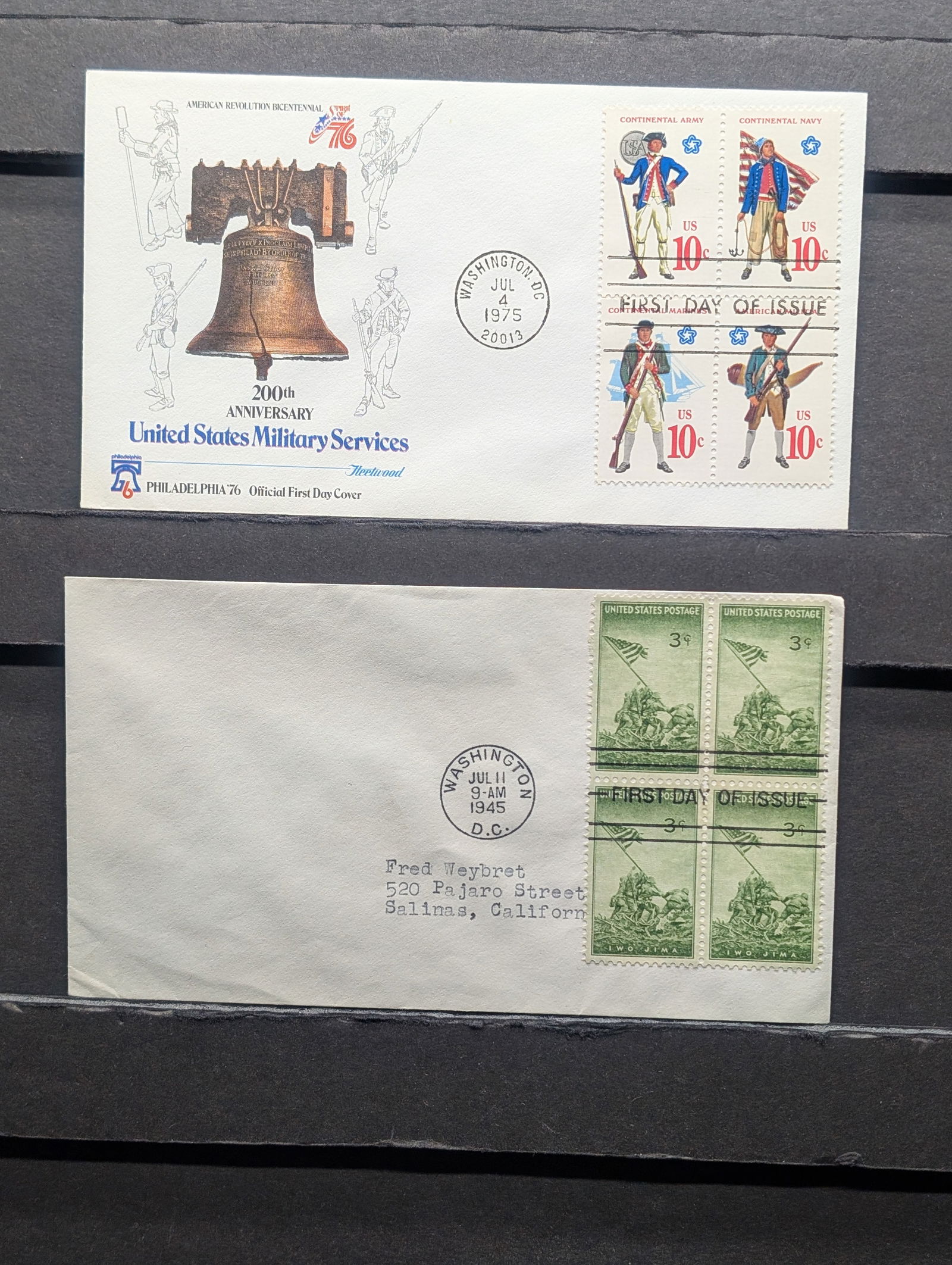 (2) Military Four Block First Day Cachets (1 of 3)