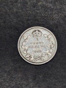 1919, .925% Sterling Silver- Canada 5c, Over 106 Years Old