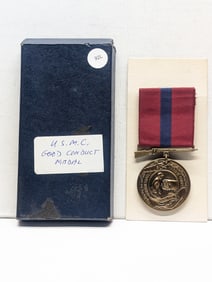 Boxed U.S.M.C. Good Conduct Medal With Ribbon & Lapel Pin