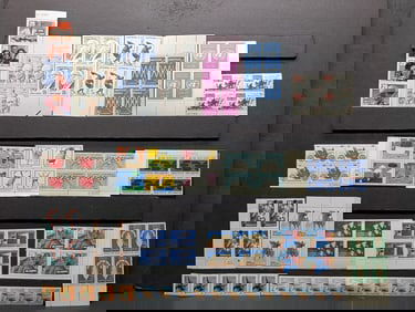 (20) Assorted Stamp Plate Blocks, All Mint, Original Gum, Never Hinged.